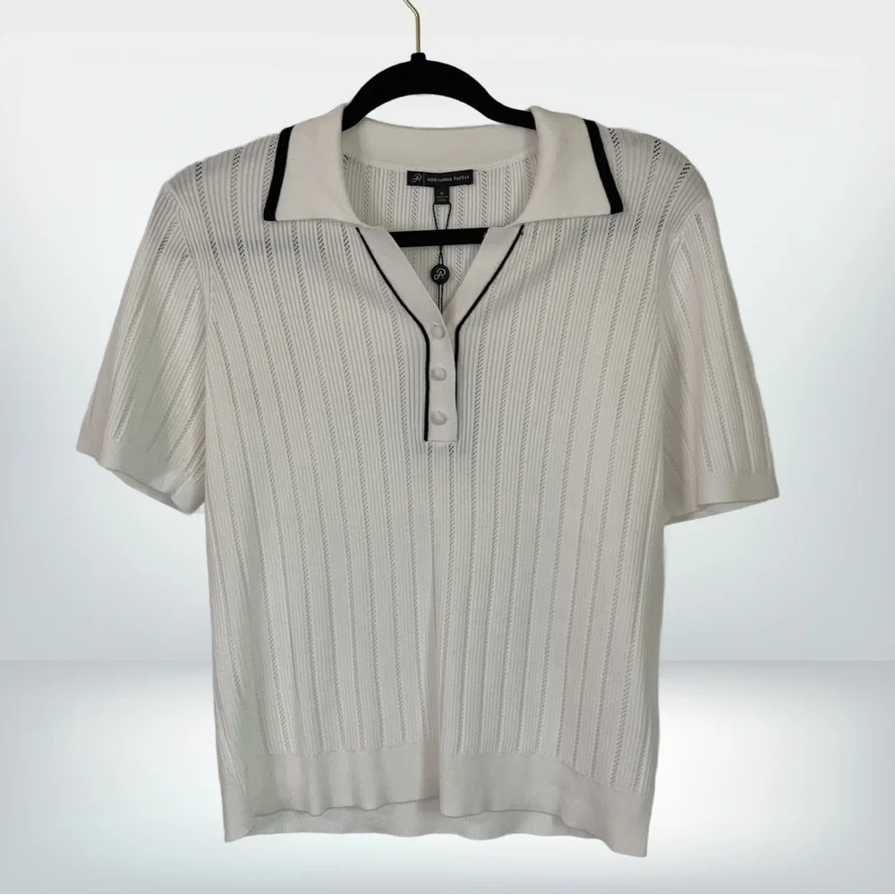 NWT Adrianna Papell Textured Knit Polo Top, Size M - Picture 2 of 10